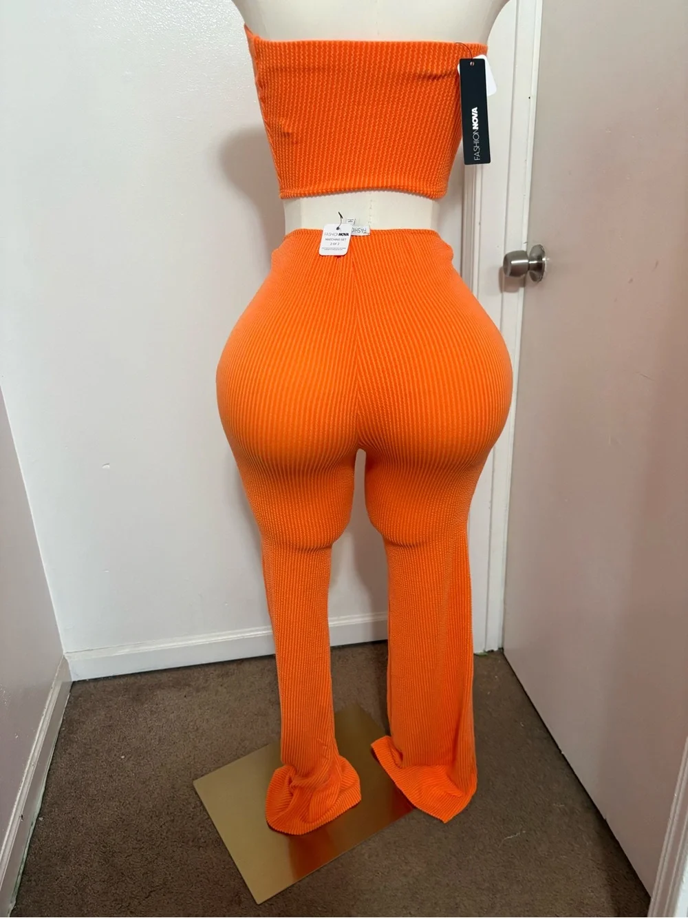 Fashion Nova Orange Ribbed Matching Set NWT